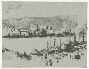 ルーアンのセーヌ川岸壁の眺め Quai Boieldieu, à Rouen 作： Camille Jacob Pissarro