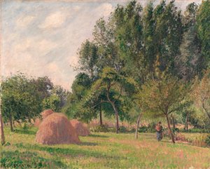 干し草の山、朝、エラニー、1899 作： Camille Jacob Pissarro