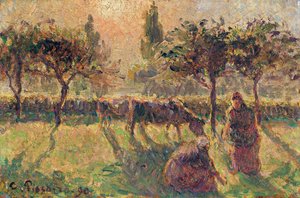 畑で、1890 作： Camille Jacob Pissarro