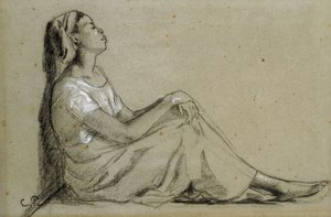 Jovem negra sentada, 1855-57 作： Camille Jacob Pissarro