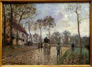馬車、ルーヴシエンヌ 作： Camille Jacob Pissarro