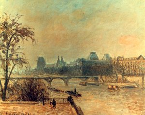 セーヌ川とルーブル美術館、パリ、1903 作： Camille Jacob Pissarro