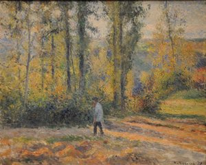 ハンターのいる風景、ポントワーズハンターのいる風景、ポントワーズ、1879 作： Camille Jacob Pissarro