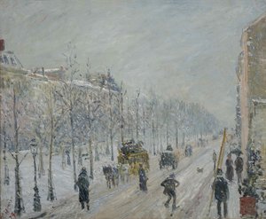 レブールバール、外装、雪の影響、1879年。 作： Camille Jacob Pissarro