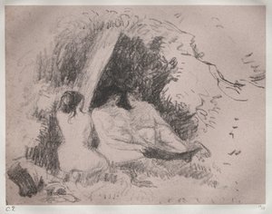 ヌードの女性、c。 1896 作： Camille Jacob Pissarro