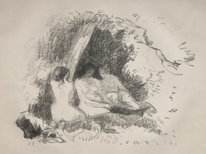 ヌードの女性、c。 1896 作： Camille Jacob Pissarro