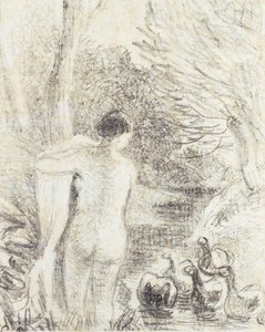 白鳥のヌード、1895年頃（258996の研究） 作： Camille Jacob Pissarro