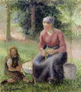 農民の女性と彼女の小さな女の子、1893年頃 作： Camille Jacob Pissarro