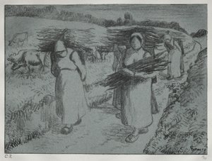 ファゴットを運ぶ農民、c。 1896 作： Camille Jacob Pissarro
