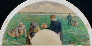 草を集める農民、1885 作： Camille Jacob Pissarro