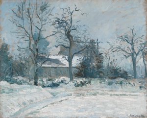 モンフーコーのピエットの家、スノーエフェクト、1874 作： Camille Jacob Pissarro