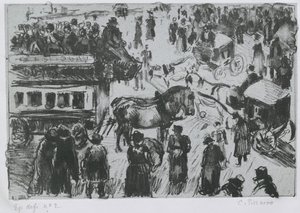 パリのアーブル広場c。 1897（亜鉛のリトグラフ） 作： Camille Jacob Pissarro