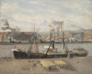 ルーアン港、荷降ろし木材、1898