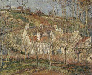 赤い屋根、村の隅、冬、1877 作： Camille Jacob Pissarro