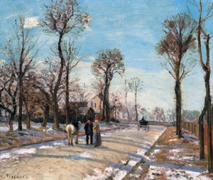 Route de Versailles、Louveciennes、Winter Sun and Snow、c。 1870 作： Camille Jacob Pissarro