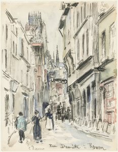 ダミエット通り、ルーアン、c。 1884年。 作： Camille Jacob Pissarro