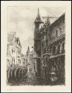 サンルーマン通り、ルーアン、1皿、1896 作： Camille Jacob Pissarro