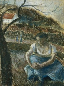 座っている農民;農民の女アッシジ、1880年頃 作： Camille Jacob Pissarro