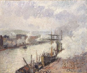 ルーアン港の蒸気船、1896年 作： Camille Jacob Pissarro