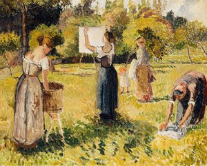 エラニーでの洗濯機の研究;レラブーズ、エチュード、エラニー、c。1901 作： Camille Jacob Pissarro