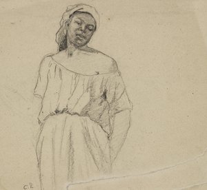 黒人の研究（紙に木炭） 作： Camille Jacob Pissarro