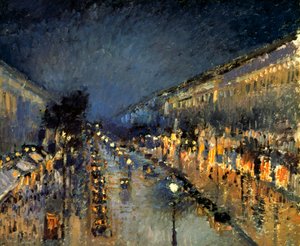夜の大通りモンマルトル、1897 作： Camille Jacob Pissarro