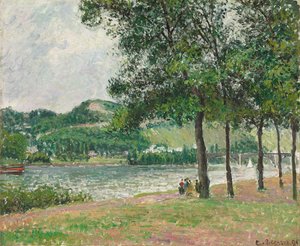 曇りのルーアンのクール・ラ・レーヌ。ルーアンのクールラレーヌ、タングリ、1898年 作： Camille Jacob Pissarro