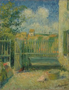 ポントワーズのメゾンロンデストの中庭。ロント家の中庭、ポントワーズ、1880 作： Camille Jacob Pissarro