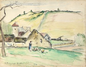 シャティヨンシュルセーヌの農場、1882年 作： Camille Jacob Pissarro