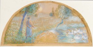 グースガール、1890 作： Camille Jacob Pissarro
