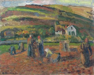 ジャガイモの収穫、ポントワーズ、1874 作： Camille Jacob Pissarro