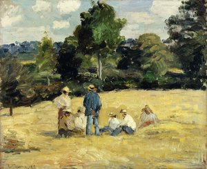 ハーベスターズレスト、モンフーコー; Le Repos des Moissoneurs、Monfoucault、1875 作： Camille Jacob Pissarro