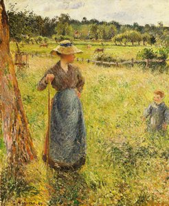 ヘイメーカー、1884 作： Camille Jacob Pissarro