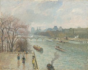 ルーブル美術館、午後、雨の天気、1900 作： Camille Jacob Pissarro