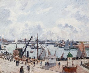 ルアーブルのアウターハーバー。朝。太陽 作： Camille Jacob Pissarro