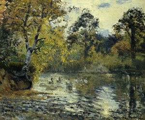 モンフーコーの池。 「エタンドモンフーコー、1874 作： Camille Jacob Pissarro