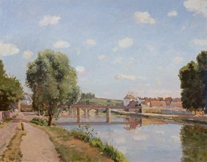 鉄道橋、ポントワーズ、1873 作： Camille Jacob Pissarro
