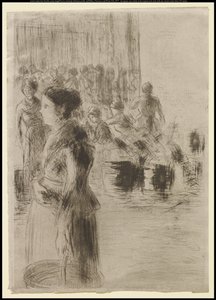 サーバントガールマーケティング、1888 作： Camille Jacob Pissarro