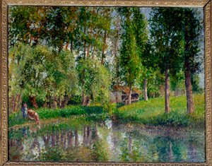 バザンクールの洗い場 絵画：カミーユ・ピサロ（1830-1903） 1900年 日。0,65x0,81 m パリ、オルセー美術館 作： Camille Jacob Pissarro