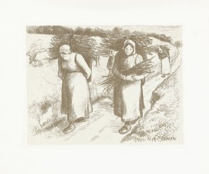 女性はホモの束を運ぶ Porteuses de Bassoons 作： Camille Jacob Pissarro