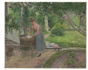 エラニーの庭の洗濯婦、1899年 作： Camille Jacob Pissarro