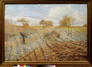 カミーユ・ピサロ（1830-1903）の白いジュレの絵。1873年日。0.65x0.93 m パリ、オルセー美術館 作： Camille Jacob Pissarro