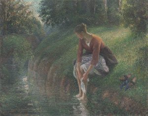 小川で足を洗う女性、1894年〜95年