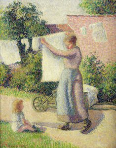 洗濯物を干す女1887 作： Camille Jacob Pissarro