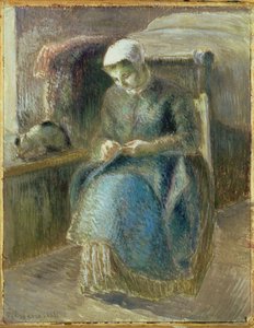 女性の縫製、1881年 作： Camille Jacob Pissarro