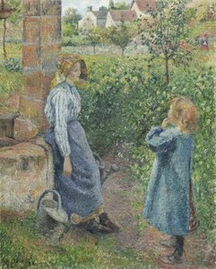 井戸での女性と子供、1882 作： Camille Jacob Pissarro
