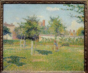 布を着た女」または「エラグニーのプレの春の太陽」 カミーユ・ピサロ（1830-1903）の絵画 1887年日0,54x0,65 m Paris, musee d