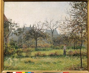 果樹園の女、秋のマチネ、エラグニーの庭 絵画 カミーユ・ピサロ（1830-1903） 1897年 日0.54x0.65 m パリ、オルセー美術館 作： Camille Jacob Pissarro