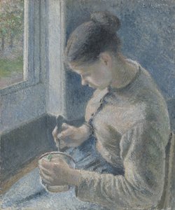 コーヒーを飲む若い農民、1881 作： Camille Jacob Pissarro