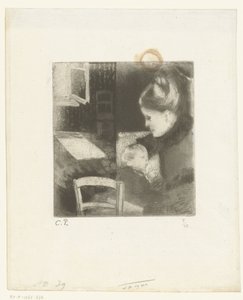 授乳中の女性 Enfant têtant sa mère 作： Camille Jacob Pissarro